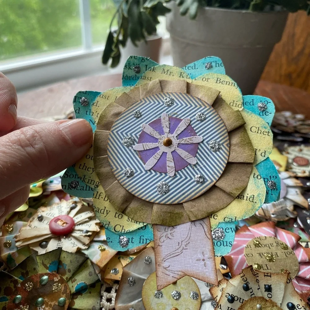 NEW!! Handcrafted Embellished Paper Flowers.
